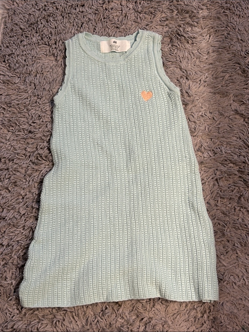 H&M Light Mint Knit Sleeveless Dress with Peach Heart